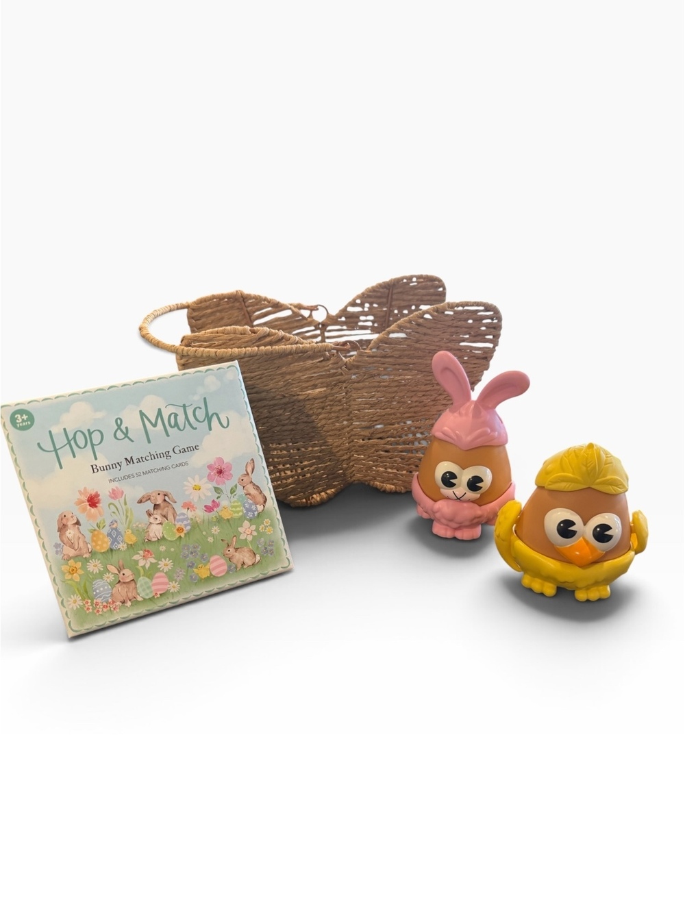 Set of 2 Potato Head Figurines - Yellow Chick and Pink Bunny with Playful Design